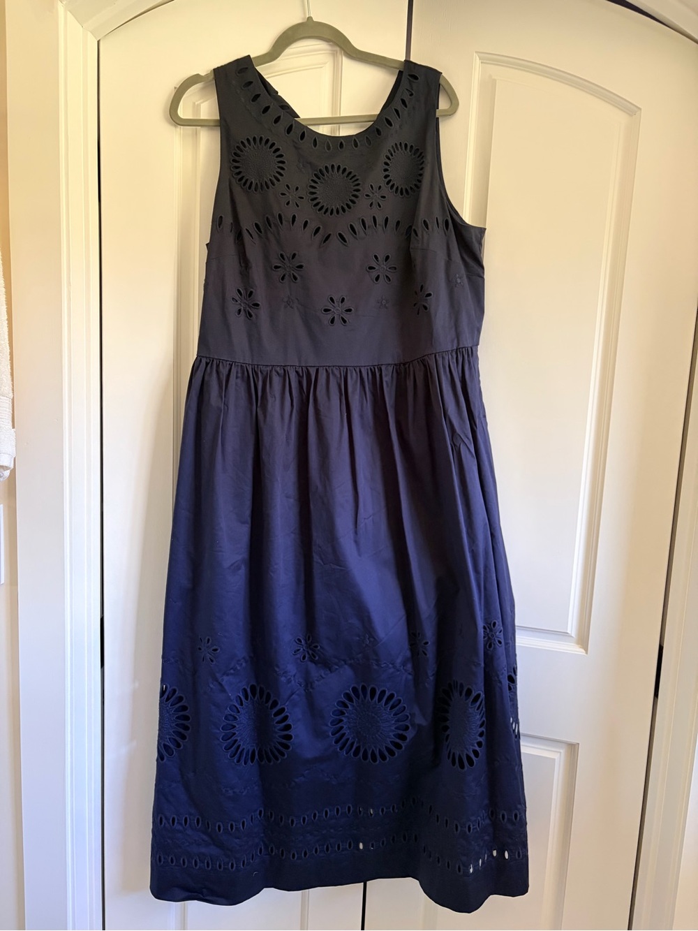 Boden Navy Eyelet Sleeveless Midi Dress - Picture 2 of 4